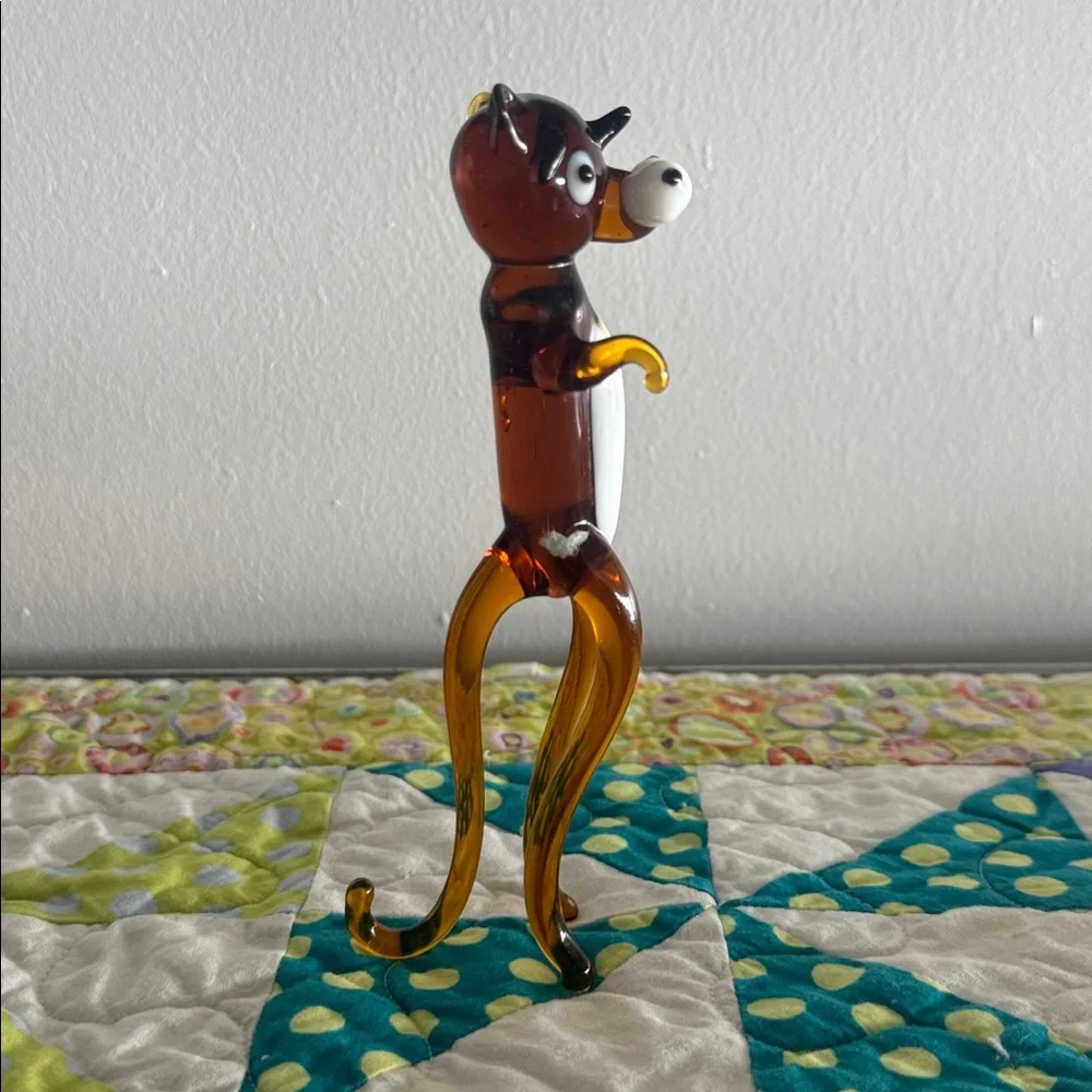Vintage Handblown Art Glass Mini Cat Figurine - Amber and White - Picture 4 of 4